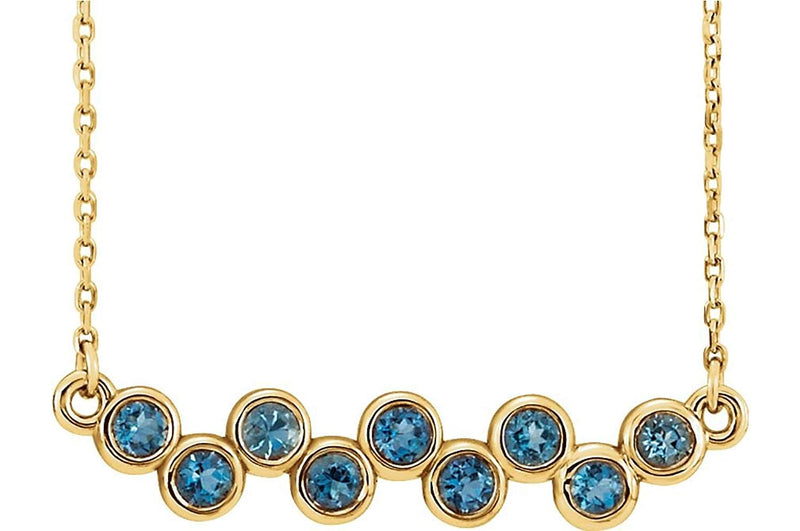 Bezel-Set Aquamarine Bar Necklace, 14k Yellow Gold 16-18"