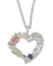 Amethyst Heart Pendant Necklace, Sterling Silver, 12k Green and Rose Gold Black Hills Gold Motif, 18"