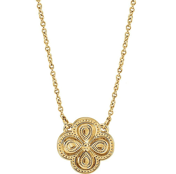 Fashion Clover Necklace in 14k Yellow Gold, 18"