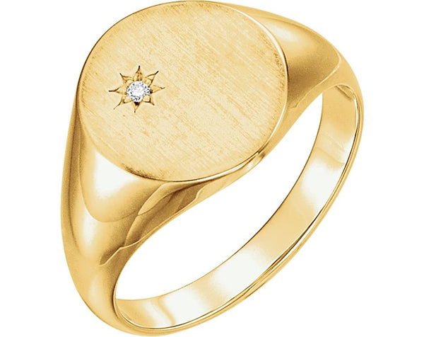 Men's Diamond Signet Ring, 14k Yellow Gold (.02 Ct, G-H Color, I1 Clarity)