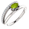Peridot and Diamond Bypass Ring, Sterling Silver (.125 Ctw, G-H Color, I1 Clarity)