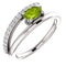 Peridot and Diamond Bypass Ring, Sterling Silver (.125 Ctw, G-H Color, I1 Clarity)
