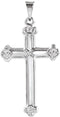 Milgrain Flower Cross 14k White Gold Pendant