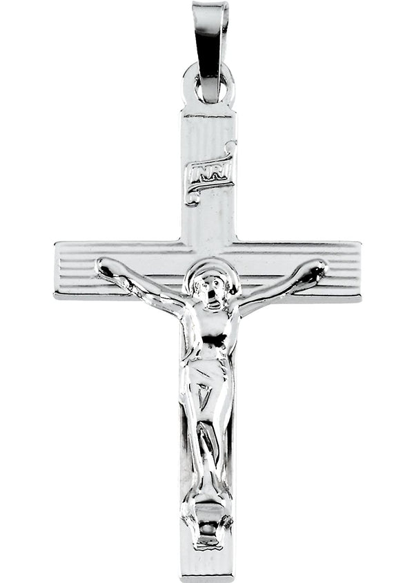 Petite INRI Crucifix 14k White Gold Pendant (17.5X11MM)