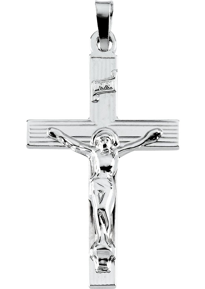 Petite INRI Crucifix 14k White Gold Pendant (17.5X11MM)