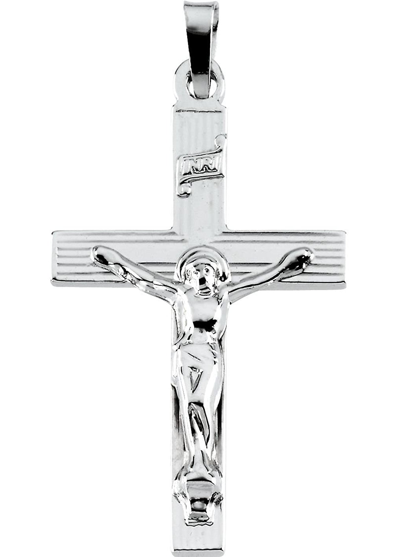 Petite INRI Crucifix 14k White Gold Pendant (29X19MM)