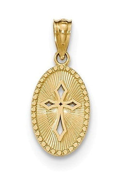 14k Yellow Gold Polished Small Cross Pendant Medal (20.5X9MM)