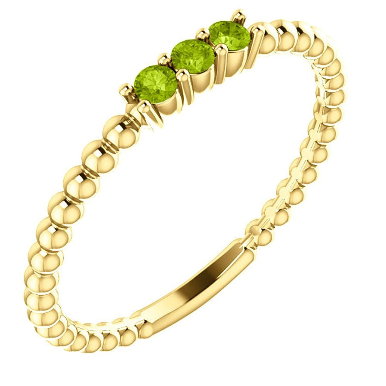 Peridot Beaded Ring, 14k Yellow Gold, Size 6