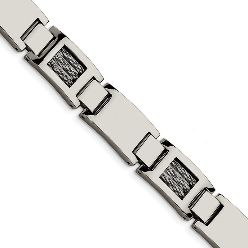 Men's Polished Stainless Steel 12mm Wire Bracelet, 8.5"