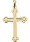 Men's Large Budded Cross 14k Yellow Gold Pendant