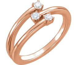 3-Stone Diamond Past, Present, Future Ring, 14k Rose Gold, Size 7 (.20 Ctw, GH Color, I1 Clarity)