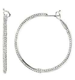 Diamond Inside/Outside Hoop Earrings, 14K White Gold (2 7/8 Ctw, Color H-I, Clarity I1)