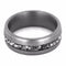 Crushed Bike Chain, White Stripe 6mm Comfort-Fit Brushed Titanium Wedding Band, Size 7.25