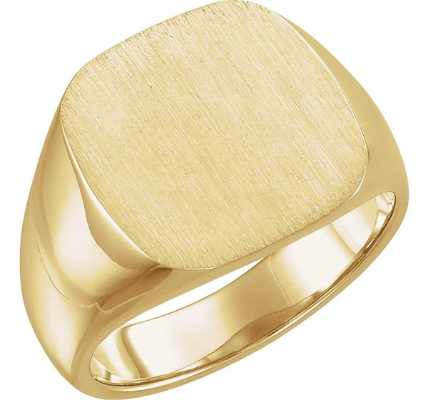 Men's Closed Back Square Signet Ring, 14k Yellow Gold (14mm) Size 8.75