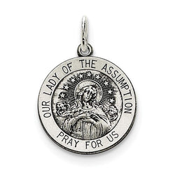Sterling Silver Antiqued Our Lady Of The Assumption Medal (26X19MM)