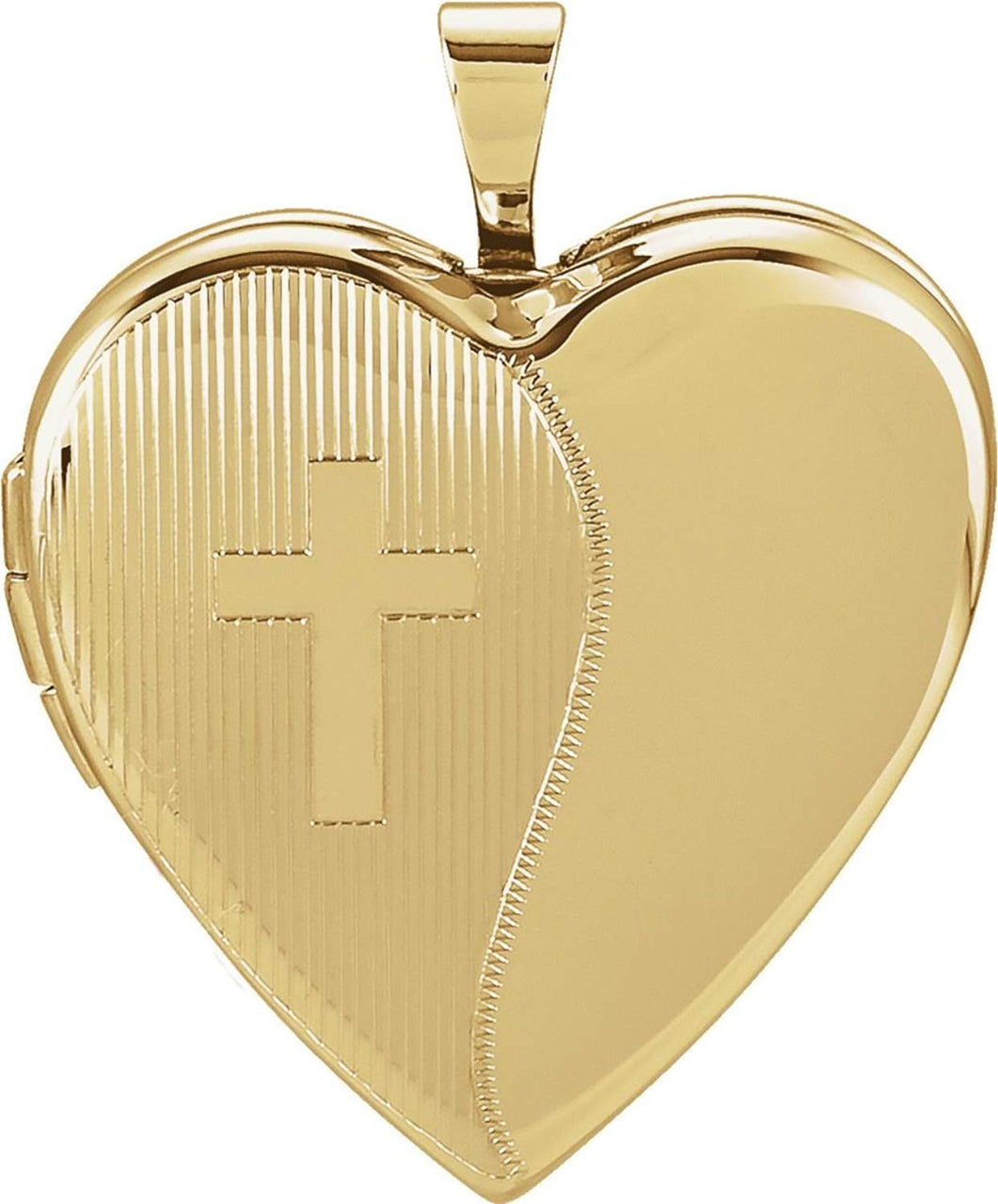 Heart Cross 14k Yellow Gold Locket Pendant (20.50X19 MM)