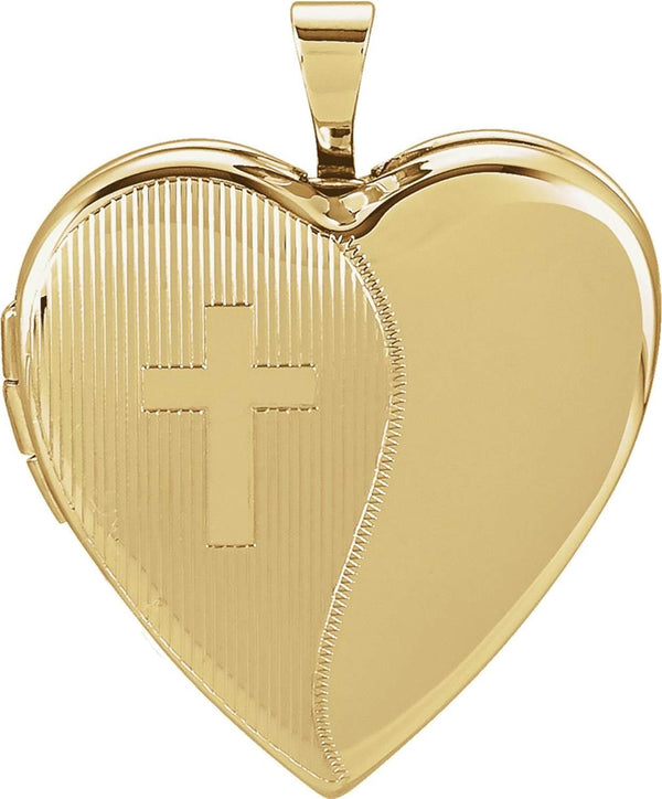 Heart Cross 14k Yellow Gold Locket Pendant (20.50X19 MM)
