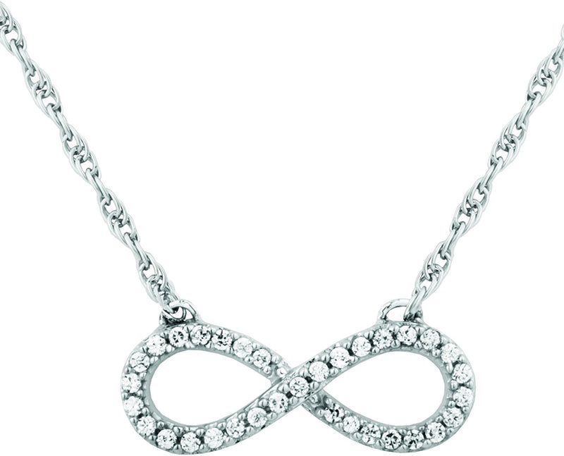 The Men's Jewelry Store (for HER) Petite Infinity CZ Pendant Necklace, Rhodium Plated Sterling Silver, 18"