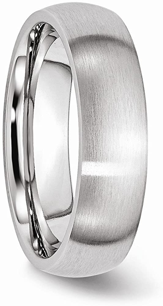 Men's Satin Chromium Cobalt Comfort-Fit 6mm Domed Ring Size 12.5