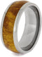 Gold Box Elder Burl Wood 8mm Comfort-Fit Titanium Wedding Band, Size 15.25