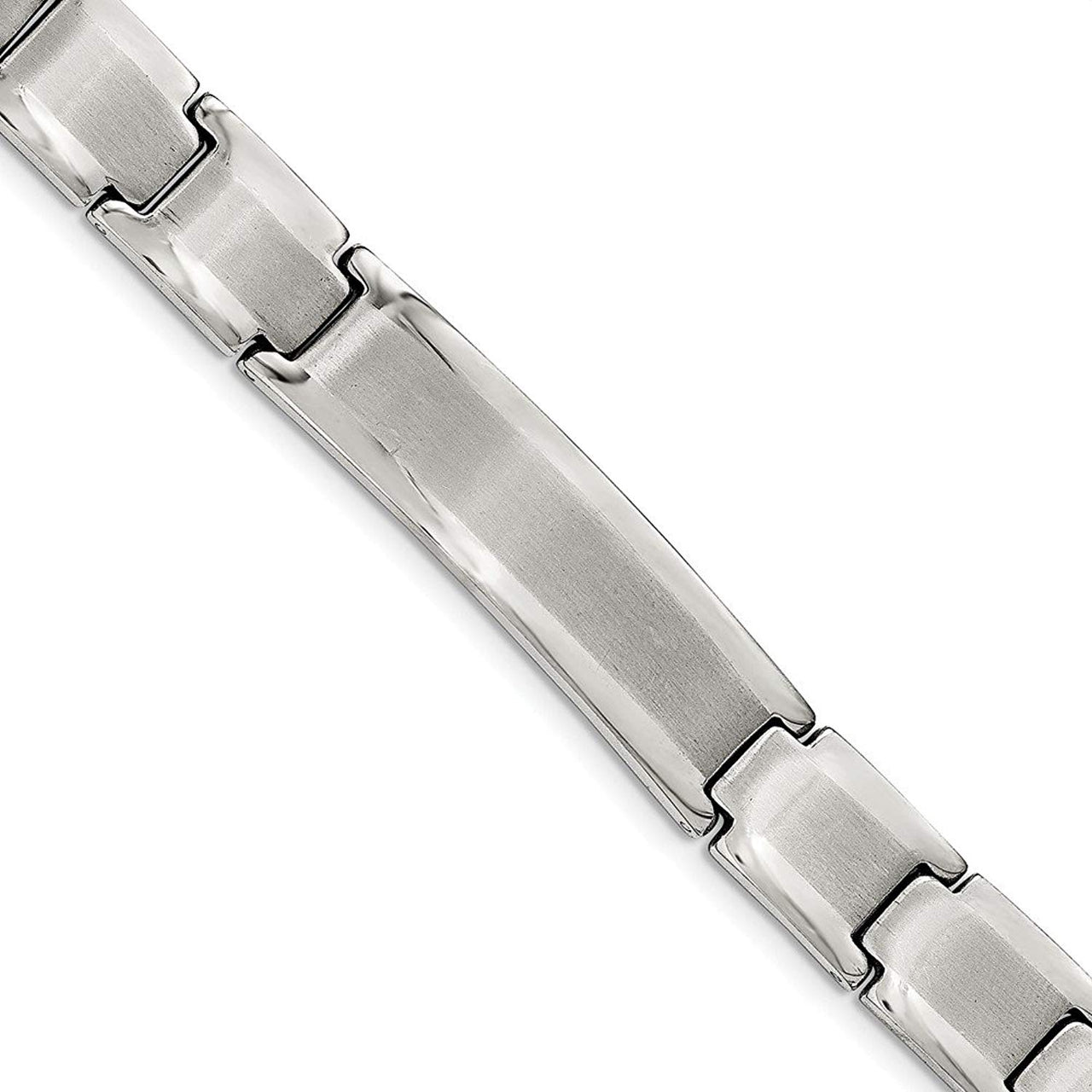 Men's Polished and Brushed Stainless Steel ID Bracelet, 9"