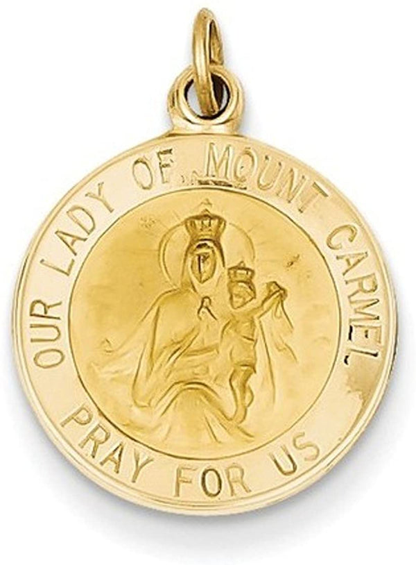14k Yellow Gold Our Lady of Mount Carmel Medal Charm (20X15MM)