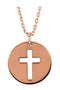 Pierced Cross Disc 14k Rose Gold Pendant Necklace, 16-18" (12X12 MM)