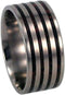 Black and Red Mokume, Titanium Pinstripe 9mm Comfort Fit Titanium Wedding Band