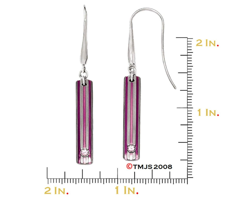 Radiance Collection Gray and Pink Anodized Titanium Pink Sapphire Earrings