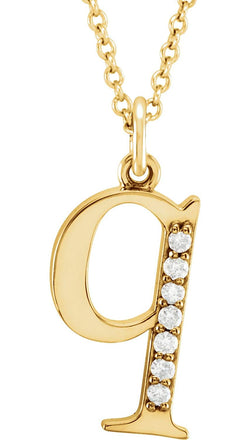 Diamond Initial 'q' Lowercase Letter 14k Yellow Gold Pendant Necklace, 16" (.04 Ctw, GH, I1)