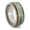 Chrysocolla and Oak Wood 9mm Comfort-Fit Titanium Ring