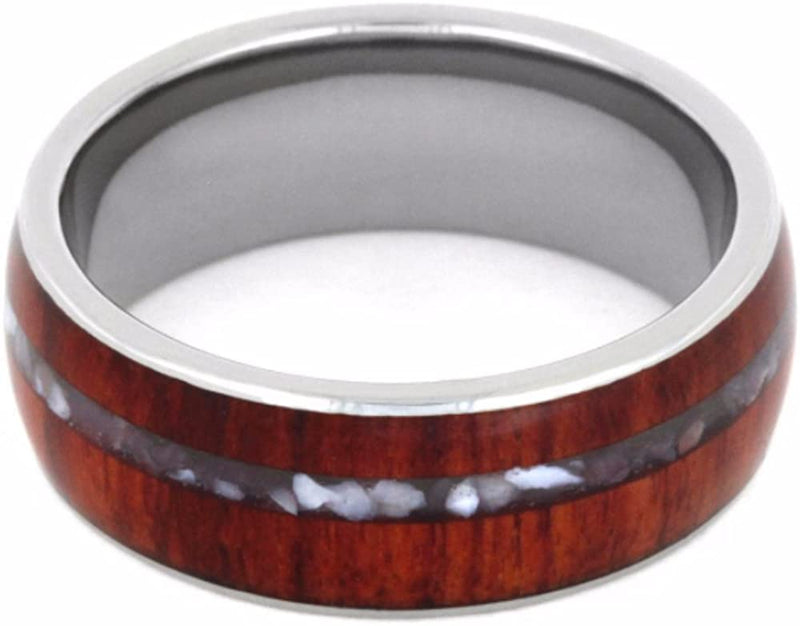 The Men's Jewelry Store (Unisex Jewelry) Tulip Wood, Mother of Pearl 8mm Comfort-Fit Titanium Wedding Band