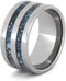 Turquoise Stripes 10mm Comfort-Fit Titanium Wedding Band, Size 13