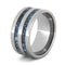 Turquoise Stripes 10mm Comfort-Fit Titanium Wedding Band