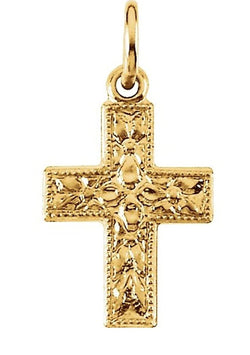 Small Cross 14k Yellow Gold Pendant (10X7.50MM)