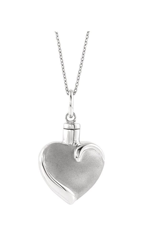 Heart Ash Holder Rhodium-Plated 10k White Gold Pendent Necklace with Packaging, 18" (27.00X16.00 MM)