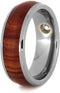 Bezel Set Diamond, Tulip Wood 6.5mm Comfort-Fit Titanium Wedding Band, Size 7.75