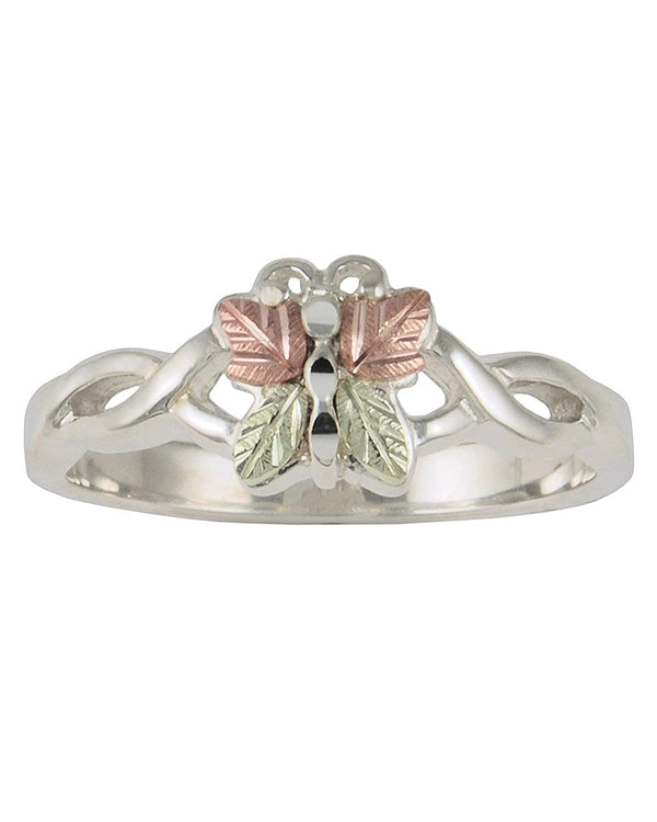 Butterfly Ring, Sterling Silver, 12k Rose Gold, 12k Green Gold Black Hills Gold Motif