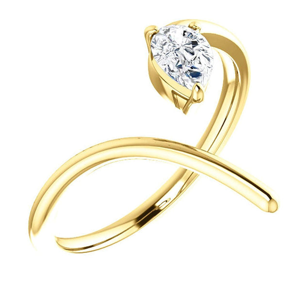 Pear Diamond Negative Space Ring, 14k Yellow Gold, Size 6