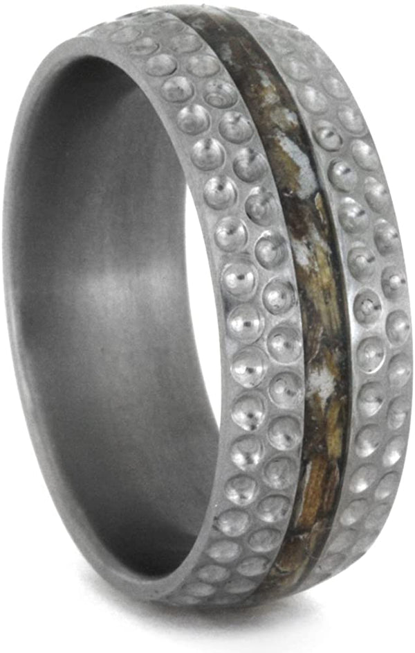 Golf Tee Wood, Hammered Titanium 8mm Comfort-Fit Band, Size 5