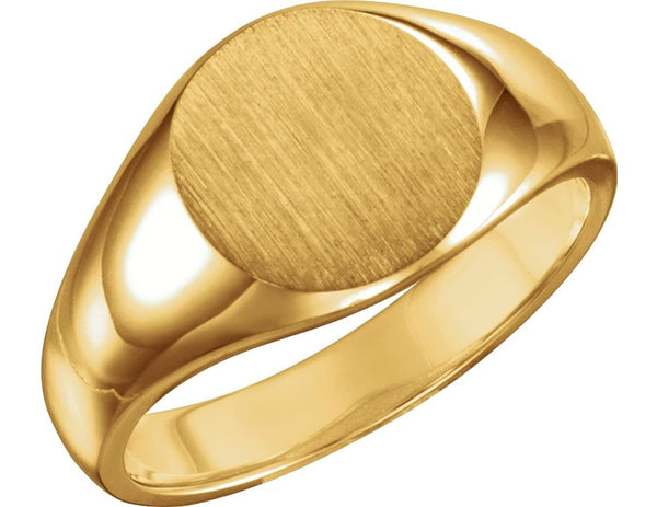 Men's 10k Yellow Gold 13mm Matte Round Signet Ring