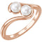 White Freshwater Cultured Pearl Two-Stone Ring, 14k Rose Gold (04.50-05.00 mm)