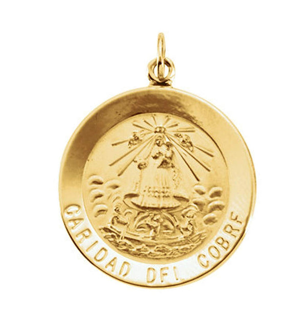 14k Yellow Gold Round Caridad del Cobre Medal (12 MM)