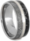 Gibeon Meteorite, Black and White Composite Mokume, 14k White Gold 8mm Comfort-Fit Titanium Wedding Band, Size 8.5