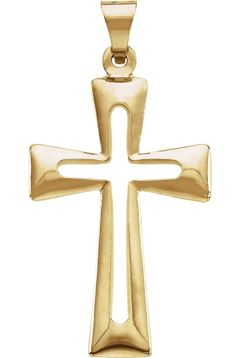 Cut-Out Cross 14k Yellow Gold Pendant (27.50X18.00 MM)