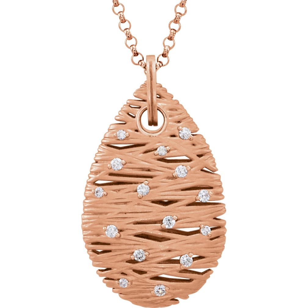 15-Stone Diamond Nest Design 14k Rose Gold Pendant Necklace, 18" (.20 Cttw)