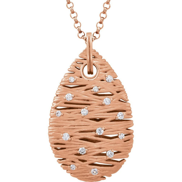15-Stone Diamond Nest Design 14k Rose Gold Pendant Necklace, 18" (.20 Cttw)