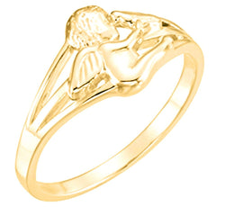 Angel with Dove Holy Ghost Ring 18k Yellow Gold