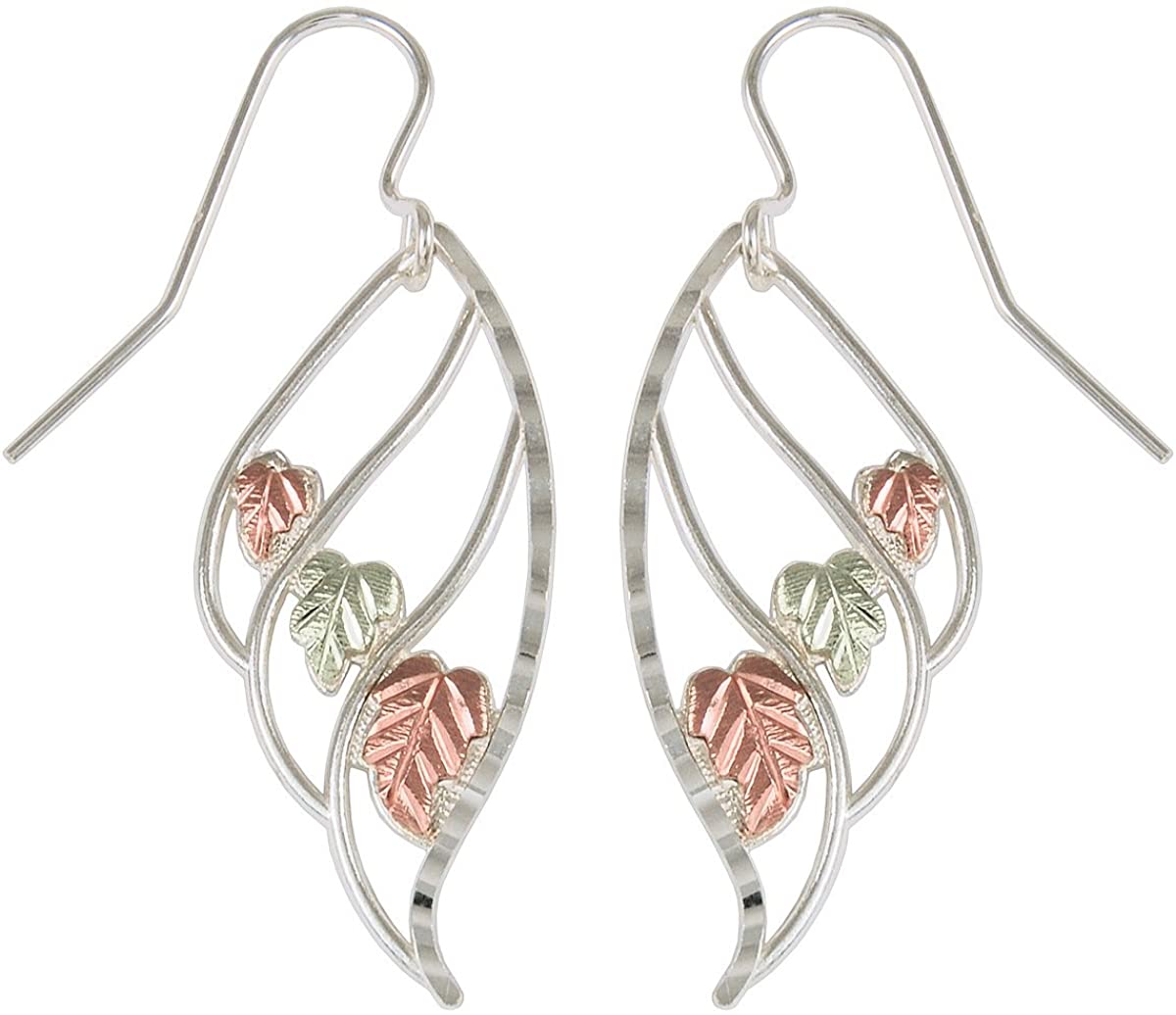 Angel Wing Earrings, Sterling Silver, 12k Green Gold, 12k Rose Gold Black Hills Gold