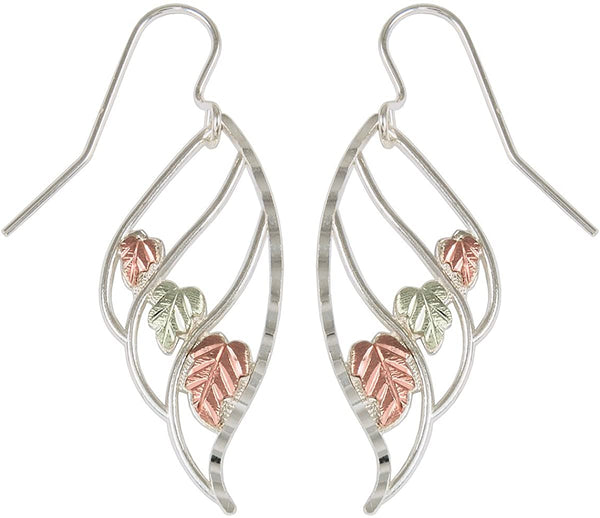 Angel Wing Earrings, Sterling Silver, 12k Green Gold, 12k Rose Gold Black Hills Gold